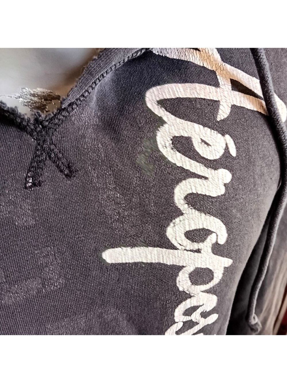 XL Aeropostale Hoodie Gray Pullover New York Kangaroo Pocket Trashed Distress